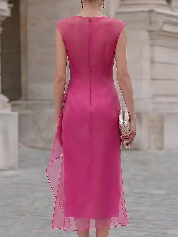 Vestido Midi Fucsia Deslumbrante